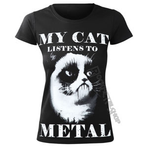 tričko hardcore AMENOMEN MY CAT LISTENS TO METAL černá
