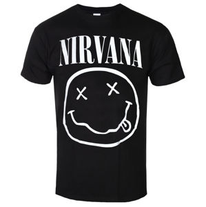 Tričko metal ROCK OFF Nirvana White Smiley černá M
