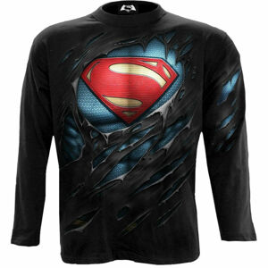tričko pánské s dlouhým rukávem SPIRAL - Superman - RIPPED - Black - 114G407M301 XL