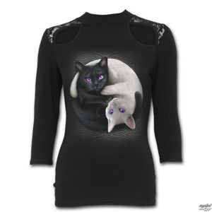 tričko SPIRAL YIN YANG CATS černá L