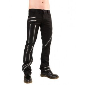 kalhoty gothic BLACK PISTOL Zipper Pants Denim Black 32
