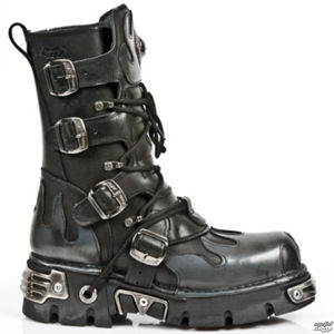 boty kožené NEW ROCK Flame Boots (591-S2) Black-Grey černá šedá 37