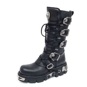 boty kožené NEW ROCK 5-Buckle Boots (402-S1) Black černá 39