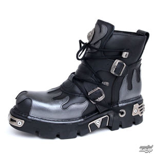 boty kožené NEW ROCK Flame Shoes (288-S2) Black-Grey černá šedá 41