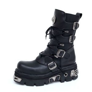 boty kožené NEW ROCK Basic Boots (373-S4) Black černá 38