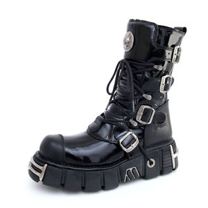 boty kožené NEW ROCK Bizarre Boots (313-S1) Black černá 45