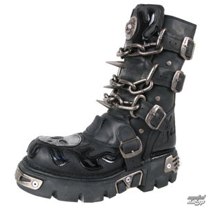 boty kožené NEW ROCK Chain Boots (727-S1) Black černá