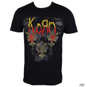 Tričko metal ROCK OFF Korn Skull de lis černá XL