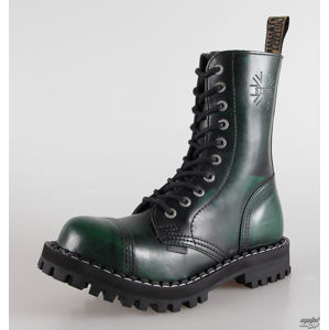 boty kožené STEEL černá zelená 40