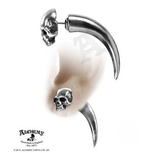 náušnice Tomb Skull Horn - ALCHEMY GOTHIC - E320