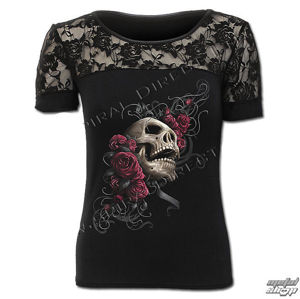 tričko SPIRAL Rose Skull černá XL