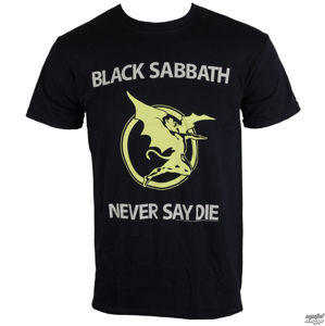 Tričko metal ROCK OFF Black Sabbath Never Say Die černá šedá hnědá S