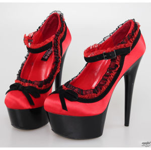 boty na podpatku NNM Chloe Satin černá červená