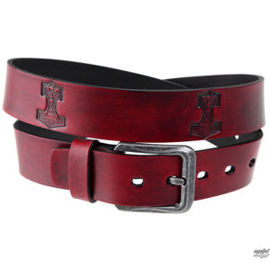 opasek s kovem Leather & Steel Fashion Red 110