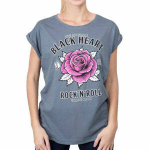 tričko BLACK HEART ROCK N ROLL ROSE EXT černá S