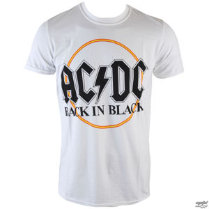 Tričko metal ROCK OFF AC-DC Back In Black Circle bílá S