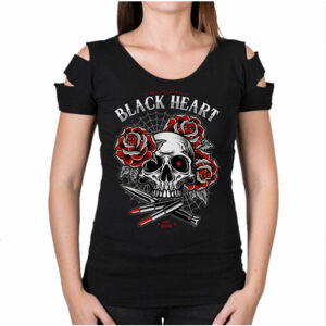 tričko dámské BLACK HEART - LIPSTICK SKULL DESTROY - RED - 9058 M