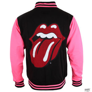 mikina bez kapuce ROCK OFF Rolling Stones Classic Tongue Varsity černá růžová