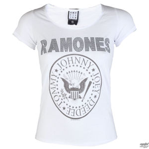 Tričko metal AMPLIFIED Ramones LOGO DIAMANTE černá bílá