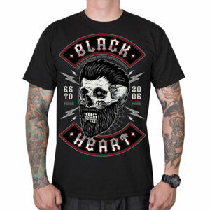 tričko BLACK HEART BEARD SKULL černá M