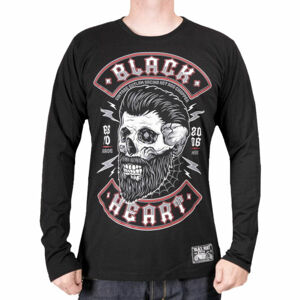tričko BLACK HEART BEARD SKULL černá L