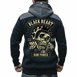 mikina s kapucí BLACK HEART RAW POWER černá XXL
