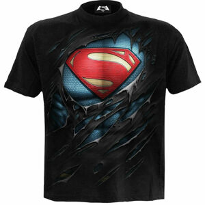 tričko pánské SPIRAL - Superman - RIPPED - Black - 114G407M101 4XL