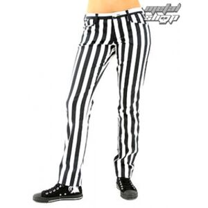 kalhoty gothic BLACK PISTOL Close Pants Stripe Black/white 26