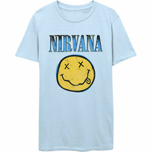 tričko pánské Nirvana - Xerox Smiley - BLUE - ROCK OFF - NIRVTS14MLB XXL