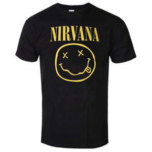 Tričko metal ROCK OFF Nirvana Yellow Smiley Flower Sniffin černá S
