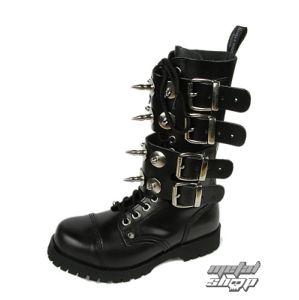 boty kožené BOOTS & BRACES Scare 4-buckles černá