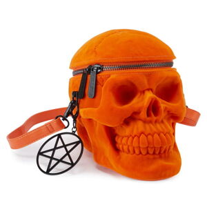 kabelka (taška) KILLSTAR - Grave Digger Skull - Orange Velevet - KSRA007071
