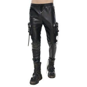 kalhoty gothic DEVIL FASHION Draven Dream Punk Studded Leather Cargo 3XL