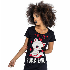 tričko dámské CUPCAKE CULT - PURR EVIL - BLACK - POI1222