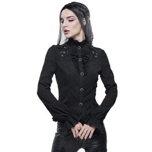 tričko gothic and punk DEVIL FASHION 3D appliqued shoulder gothic černá