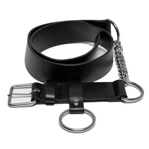 pásek URBAN CLASSICS - Chain Imitation Leather - black/silver - TB4183 L/XL
