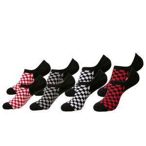 ponožky (set 4 páry) URBAN CLASSICS - Recycled Yarn Check 4-Pack - black+white+red+g - TB4234 43-46